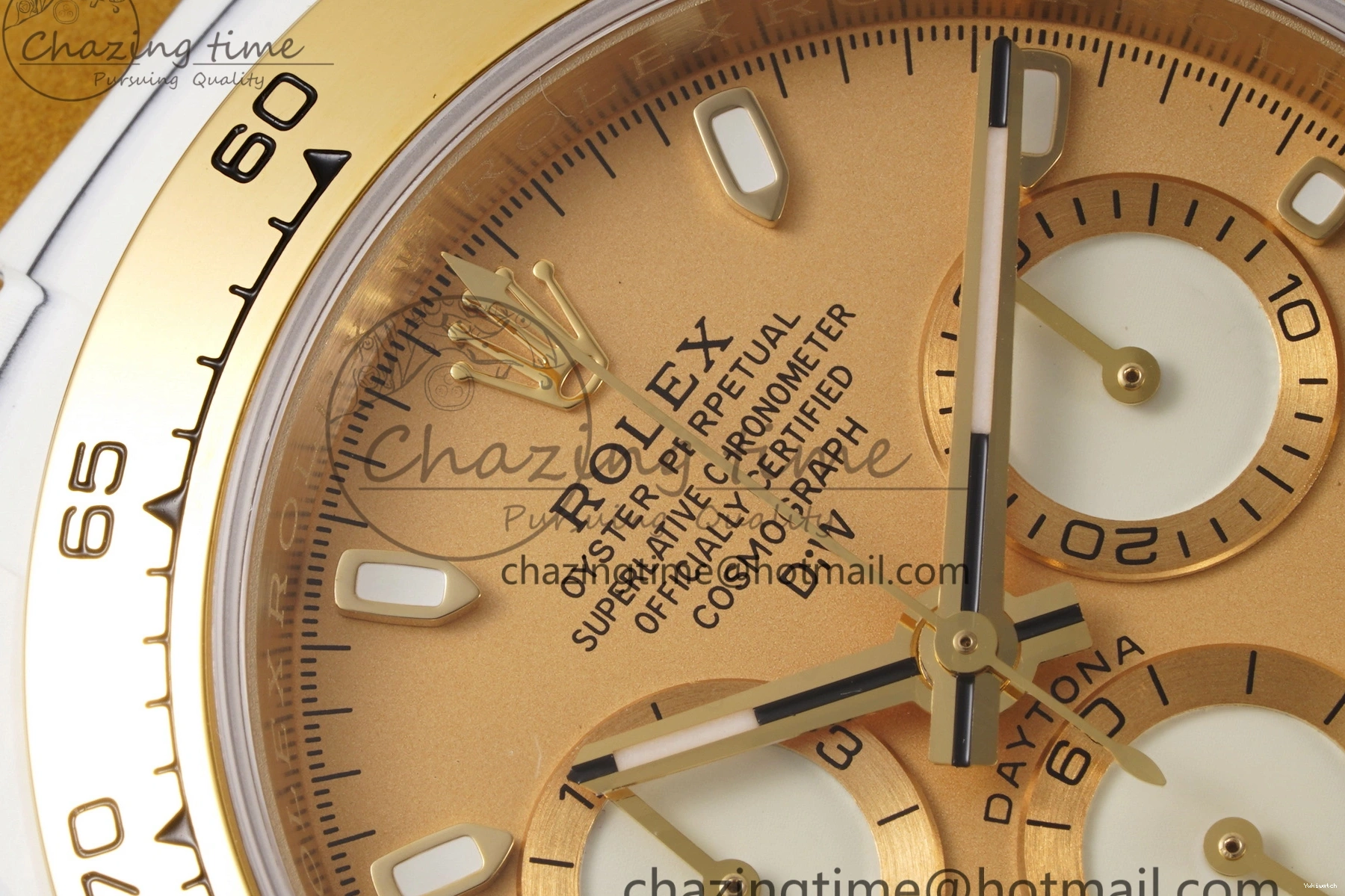Daytona Bezel Leather Strap A7750 on White DIWF YG Dial DIW Brown YG Edition Case Carbon 0430